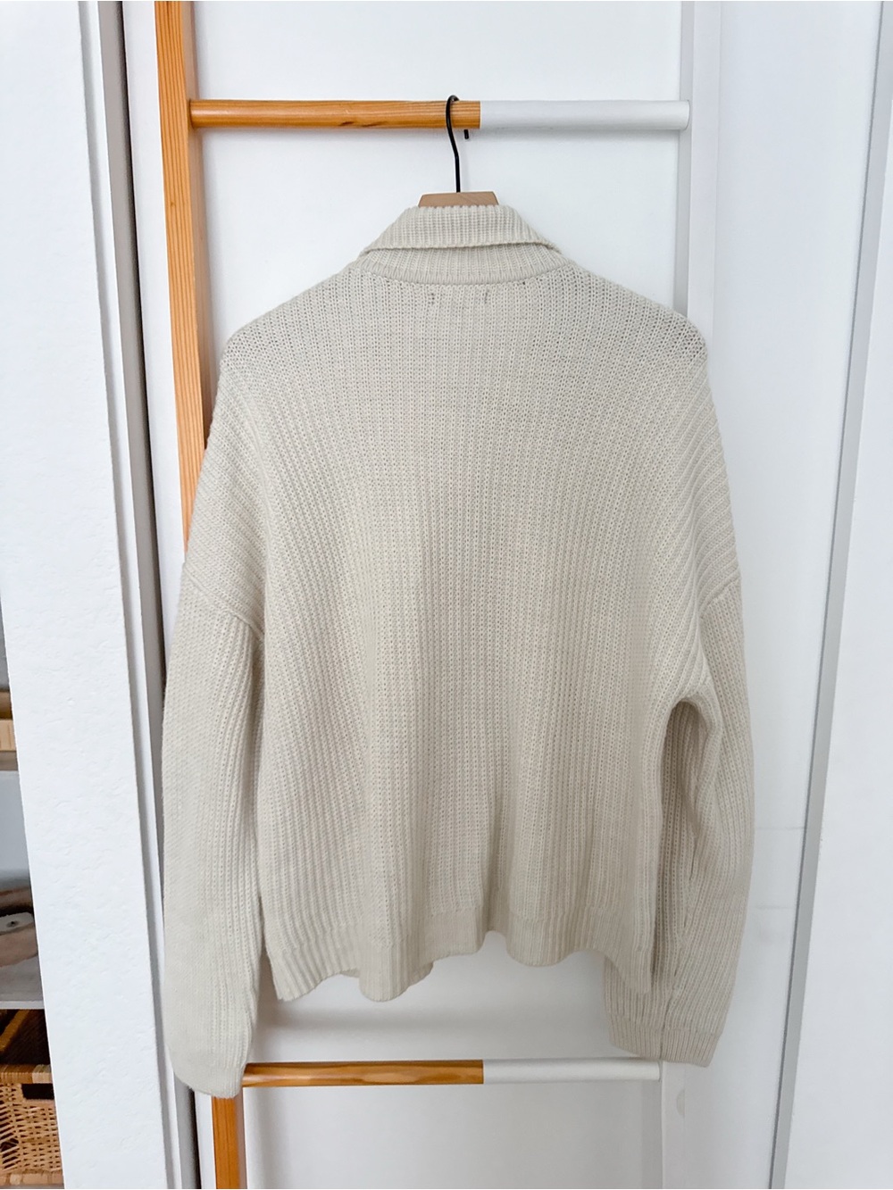 Quince Australian Merino Wool Women's Collared Cable Cardigan Heather Bone Cream - Picture 5 of 13